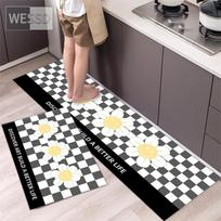Animacinis šaškių lentos saulėgrąžų virtuvės kilimėlių rinkinys Mielas ilgas kilimas namams Sugeriantis neslystantis plaunamas vonios kilimėlis 40x60cm 40x120cm 2 vnt. 40x60cm+40x120cm