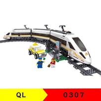 QL0307 statybinių blokelių traukinių serija, greitaeigis traukinys, vaikų mokomasis žaislas su smulkiomis dalelėmis