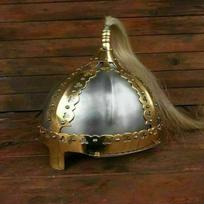 Helovino viduramžių vikingų šarvų šalmas Žalvaris Plieninis šalmas su plunksna gray