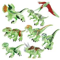 YG77010 Tamsoje šviečiantys dinozaurų statybiniai blokai Tyrannosaurus Triceratops sparnų drakono krepšys mažų dalelių tarpinis žaislas