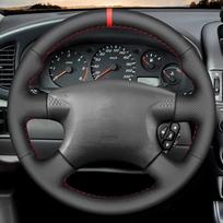 Neslystantis odinis pynimas automobilio vairo užvalkalas Nissan Almera (N16) 2000-2003 X-Trail (T30) 2001-2003 Terrano 2 Black Thread