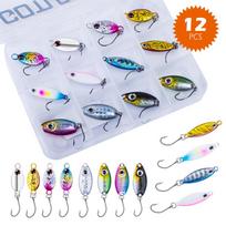 12 vnt/komplektas Micro Jig žvejybos masalas Spinnerbait Spoon Metal Jig upėtakio ešeriui 3,2 g 3,3 g 4 g mini masalas ant ledo žūklės masalas