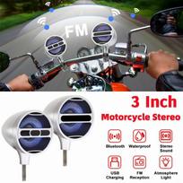 1 pora 3 colių motociklo stereofoninio Bluetooth garsiakalbio motociklo garso MP3 FM radijas su LED atmosfera