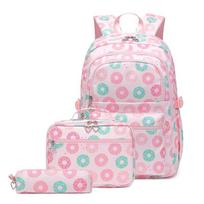 2025 New Primary School Schoolbags for Girls Cute Print Donut Large Capacity Three Piece Cover Child Mother Bag Backpack rožinė
