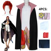 Anime Raudonplaukis Prieš Dvejus Metus Šankso Kostiumas Šankso Raudoni Perukai Kostiumas Viršus Kelnės Ilgas Paltas Helovino Šventės Uniforma Kostiumas L-(Costume+Wig)