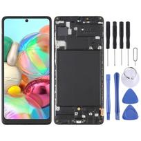 OLED LCD ekranas, skirtas Samsung Galaxy A71 SM-A715(6,39 colio) Skaitmenintuvo pilnas surinkimas su rėmeliu (Juoda) juoda