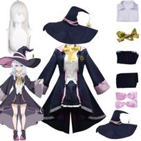 Anime Majo No Tabitabi Elaina Cosplay Overcoat Skirt Shirt Bow Hat Wig Halloween Carnival Party Full Set Costumes L-(Costume+Wig)