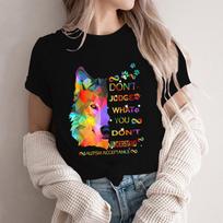 Autizmo supratimo marškinėliai Naujos mielos moteriškos palaidinės Vilkas Nespręsk spaudiniai Madingi animaciniai O-kaklo moteriški drabužiai su vilko grafika S