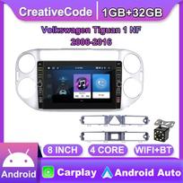 8 colių skirtas Volkswagen Tiguan 1 NF 2006-2016 su mygtuko rankenėle Android automobilio radijo multimedijos grotuvas Navigacija stereo GPS 2 Din 1+32GB 1+32GB