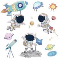 decalmile Kosmoso Sienų Lipdukai Raketa Planetos Astronautas Sienų Lipdukai Kūdikių Darželis Berniukų Miegamasis Žaidimų Kambarys Sienų Dekoravimas