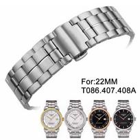 22 mm T086407A T086408A T086407 T086408 serijos laikrodžių dalys vyriškos tvirtos nerūdijančio plieno apyrankės apyrankės laikrodžio apyrankės, skirtos T086 LUXURY POWERMATIC 80 serijai T086-22mm sidabras