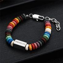 Pažangus Sensorinis Originalios Spalvos Uolienos Titano Plieno Apyrankė Vyriška Hip-Hop Moteriška 19+3cm black