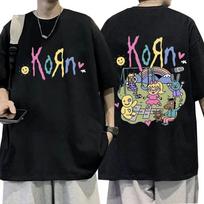 Vasaros marškinėliai trumpomis rankovėmis Korn animacinis roko grupės muzikos albumo spaudas marškinėliai unisex medvilniniai marškinėliai didelio dydžio unisex gatvės apranga 2XL