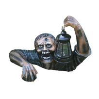 Zombis su LED žibintu Dervos zombio sodo statulos Siaubo filmo sodo nykštukų statula lauko Ga