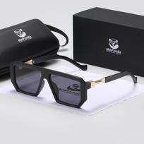 MePanda Unisex kvadratinių rėmelių lauko kelionių madingi akiniai nuo saulės, UV400 juoda/pilka