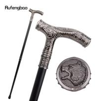 Sidabrinė riaumojančio lokio galvos gėlė Totemo reljefas vaikščiojimo lazdelė Madinga lazda Gentleman Crosier Knob vaikščiojimo lazda 93 cm įvairiaspalvis