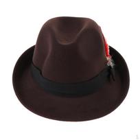 Vyriška moteriška vilna, veltinio plunksna Fedora Hat Vintage Panama Trilby , kaip aprašyta black