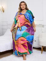 EDOLYNSA plius dydis Moteriška ilga Bohemiška suknelė V formos iškirpte Kaftan ryškios spalvos maudymosi kostiumėlis, dengiantis chalatą, paplūdimio suknelė Q1546 One Size įvairiaspalvis