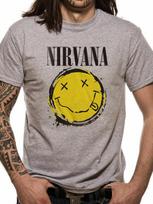 Nirvana Šypsena Dažų dėmė Klasikinis Grunge Roko Metalo Marškinėliai Pilki Unisex Marškinėliai S