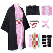 Adults Kids Demon Slayer Nezuko Tanjiro Cosplay Costume Outfit Set Kimetsu no Yaiba Nezuko Kimono Halloween Costumes L
