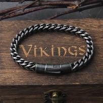 Vintage Chain Link Men's Bracelet Handmade Punk Rock Motorcycle Bracelet Men's Jewelry 22cm juoda