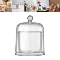 Clear Cloche Glass Dome Bell Jar Display Case Tabletop Ornament for Small Desserts S