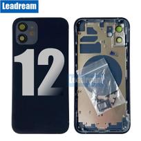 Galinis korpuso stiklo dangtelis skirtas iPhone 12 Pro Max 12 mini su važiuoklės rėmeliu + SIM dėklu + šoninėmis raktų dalimis For 12 black