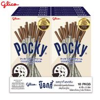 Glico Pocky Sausainių ir Grietinėlės Skonio, Sausainių lazdelės, padengtos sausainių ir grietinėlės skonio konditerija, 45 g x 10 vnt. - Tailando užkandis 45 g x 10 pcs