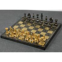 Staunton įkvėptas žalvario metalo prabangių šachmatų figūrėlių lentų rinkinys 30,48 cm auksinis, juodas