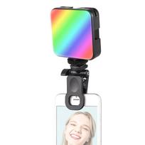 Andoer W64RGB Mini Clip-on RGB vaizdo lemputė Mobiliojo telefono užpildymo lemputė planšetinio kompiuterio vaizdo konferencija juoda