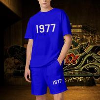 Vasaros vyriški rinkiniai 2 dalių sportinės aprangos komplektas trumpomis rankovėmis Streetwear marškinėlių rinkinys Sportinis kostiumas Essentials 1977 Print Bėgiojimo kostiumas XXXL