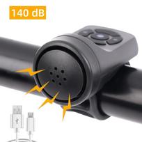 Naujas USB įkraunamas dviračio motociklo elektrinis varpo garsinis signalas, 4 režimai kalnų keliu dviračių dviračių signalizacijos signalo dviračio priedai 1pc juoda