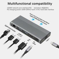 Nvme Ssd Hub, Usb C Hub Type C 3.1 To M.2 Nvme Ngff Hd 4k 1000m Lan 10gbps M.2 Ssd Case Korpusas Usb C stebulės skirstytuvas, skirtas Macbook 6 in 1 NVMe Case Hub