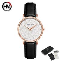 Hannah Martin Women Quartz Watches 3D Engraving Watch Fashion Waterproof Watches Top Luxury Brand Ladies Watches 30m Waterproof Wrist Watch balta