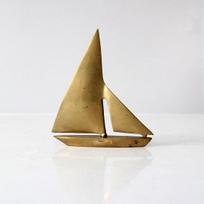 Vintage žalvarinis burlaivis 19,1 cm