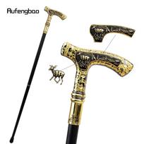 Auksinė juoda prabangi elnio rankena vaikščiojimo lazdelė madinga dekoratyvinė lazda Gentleman Elegant Cosplay lazdos rankenėlė Crosier 90 cm juoda