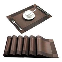 PVC stačiakampis padėkliukas restoranas Plaunamas, patvarus valgomojo stalas, pynimas kilimėliai, rėmas Teslin diskinis dubuo padėkliukas neslystantis padėklas 45x30cm gilios kavos spalvos