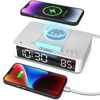 Daugiafunkcis LED veidrodinis skaitmeninis žadintuvas stalinis elektroninis laikrodis su RGB aplinkos apšvietimu