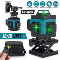 8/12/16 Linijos 3d 4D lazerio lygio žali laidai su saugojimo dėžutės ličio jonų baterija 8 lines