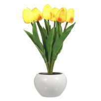 Tulpių lempa patalpų dekoratyvinė stalo lempa gėlių vazoninė lempa Aplinkos nakties šviesa Dovanų vazoninis augalas 6 flowers oranžinė