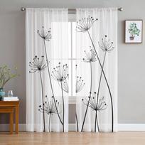 Kiaulpienės augalas, baltas šifonas, permatomos užuolaidos, skirtos svetainei miegamojo namų dekoravimui, lango galios tiulio užuolaidos 135W x 114H(cm)