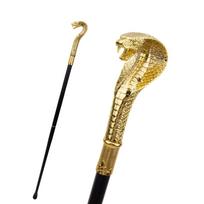 Auksinė prabangi vaikščiojimo lazda su gyvatės rankena, skirta vakarėliui, dekoratyvinė lazdelė Elegantiška vaikščiojimo lazda su „Crosier Knob“ 93 cm no sword geltona
