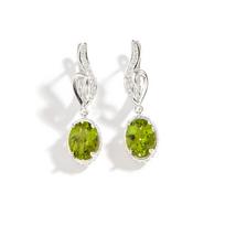 Bolaijewelry Natural Peridot 7x9 oval Gemstone Drop Silver Clasp Earring for Women Lady Party Wedding Luxury Jewelry Gift M sidabras