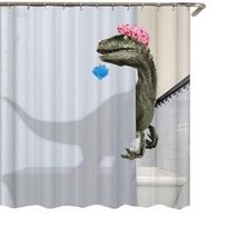 Miela maudynių dinozauro rašto dušo užuolaida, vandeniui atspari vonios užuolaida, dušo aksesuarai, vonios užuolaida 180x180 cm CHINA balta