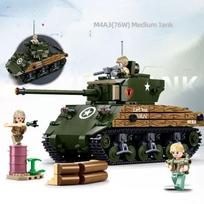 715PCS armijos Sherman M4A3 76W vidutinio bako modelio statybinis blokas MBT karinis „pasidaryk pats“ kūrybinis lavinamieji žaislai vaikams Kalėdinės dovanos