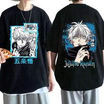 Anime Jujutsu Kaisen Satoru Gojo Grafinis Spaudinys T-shirt Unisex's WoUnisex Apvalus Kaklas Trumpomis Rankovėmis Medvilninis T-shirt Oversized Streetwear L