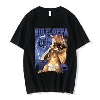 Funny Big Floppa Cat Print T-shirt High Quality Aesthetics Graphic Short Sleeve T-shirts Oversized Hip Hop Streetwear Couples L