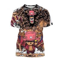 Vasarinis vienspalvis 3D spausdintas marškinėlis su trumpomis rankovėmis Japonų anime mielas animacinis personažas Chopper Laisvalaikio Harajuku viršutinė dalis 6XL