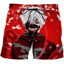 Prekės ženklo šortai Anime Tokyo Ghoul 3D Visur marginti paplūdimio šortai Vyriški Moteriški gatvės drabužiai Harajuku stiliaus vasaros laisvalaikio maudymosi šortai 4XL