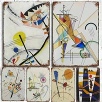 Wassily Metalinės Plakato Drobės Kandinskio Geometrinis Sienų Menas Plakatas Dekoracija Modernus Abstraktaus Stiliaus Skardinės Plakatas Barui Svetainei 20x30cm